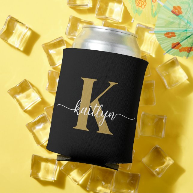 Black Gold Script Monogram Dosenkühler (In Situ Sommer)
