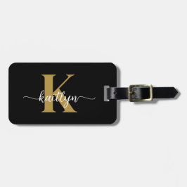 Black Gold Script Monogram Gepäckanhänger
