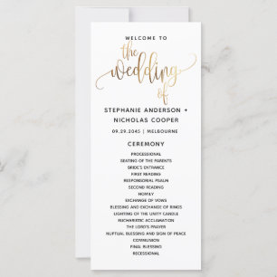 Black Gold Script Typographie Programme de mariage