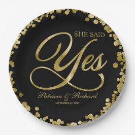 Black Gold Sie sagte Ja-Engagement-Partei Pappteller