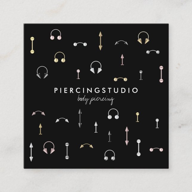 Black Gold Silver Pink Body Piercing Quadratische Visitenkarte (Vorderseite)