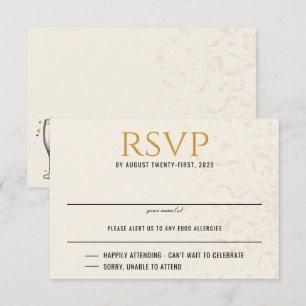 Black & Gold Silvester Hochzeit RSVP Karte