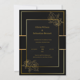 Black Gold Simple Faire-part de mariage