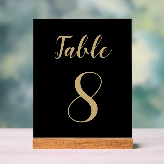 Black Gold Simple Modern Cute Numéro de table (Neutre)