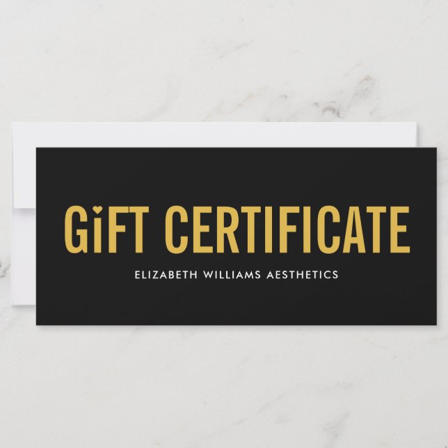Black Gold Simple Modern Gift Certificate (Vorderseite)