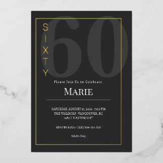 Black & Gold Sixty/60th Birthday Celebration Folieneinladung