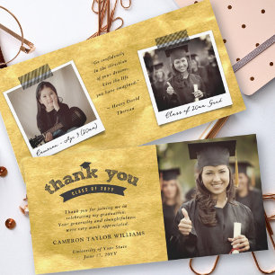 Black Gold Sketch Typografy Graduation Cap Foto Dankeskarte