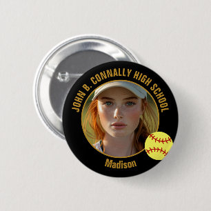 Black Gold Softball-Spielerin Foto High School Button