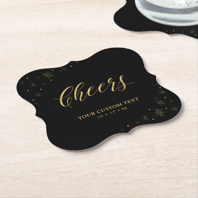 Black & Gold Sparkle Moderne Erwachsene Geburtstag Untersetzer (angewinkelt)