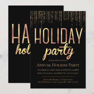 Black & Gold Sparkling Feierlichkeiten Einladung