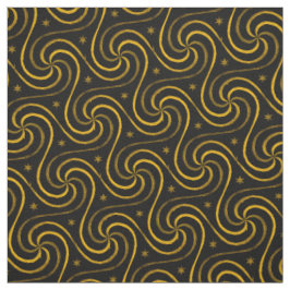 Black Gold Spirals Stars Unisex Muster Elegant Stoff