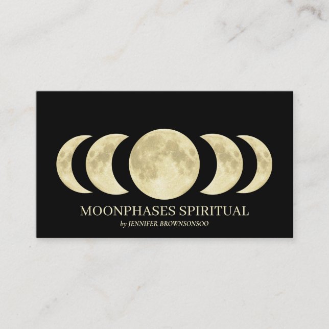 Black Gold Spiritual Moon Visitenkarte (Vorderseite)