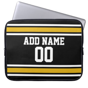 Black Gold Sports Jersey mit Ihrem Namen und Ihrer Laptopschutzhülle