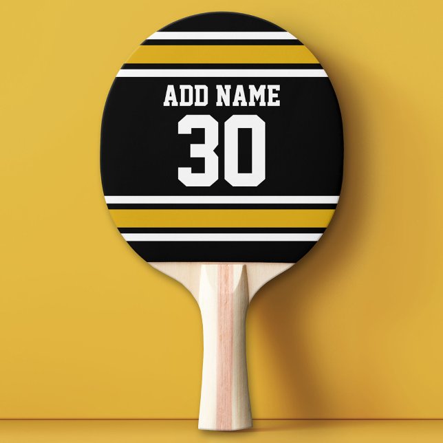 Black Gold Sports Jersey mit Ihrem Namen und Ihrer Tischtennis Schläger (Custom Ping Pong Paddle - Team or College colors Sports Jersey)