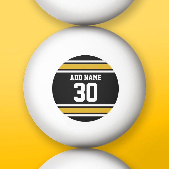 Black Gold Sports Jersey mit Ihrem Namen und Ihrer Tischtennisball (Custom Ping Pong Balls)