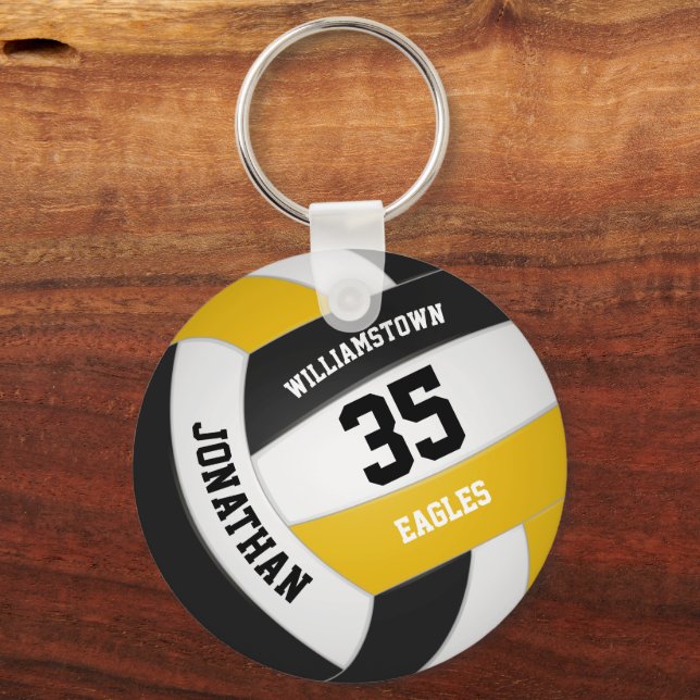 Black Gold Sportteam Jungs Mädchen Volleyball Schlüsselanhänger (Vorderseite)