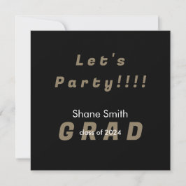 Black & Gold Square Graduierungsparty Einladung