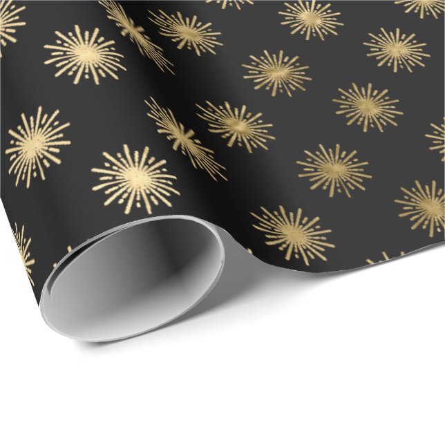 Black Gold Stars Confetti Delicate Confetti Geschenkpapier (Rolleneckpunkt)