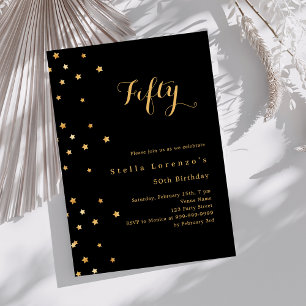 Black Gold Stars eleganter Luxus Geburtstag Einladung