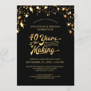 Black & Gold Stars zum 40-jährigen Jubiläum 40 Jah Einladung