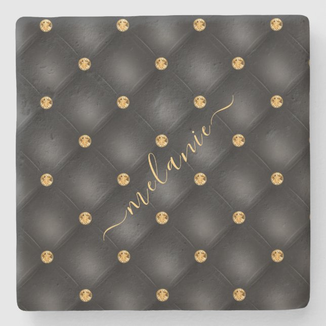 Black Gold Stone Untersetzer mit Individuelle Name (Vorderseite)