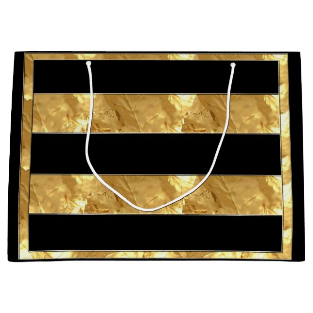 Black Gold Streifen Große Geschenktüte (Vorderseite)