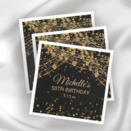 Black Gold String Lights Glitzer Erwachsene Geburt Serviette