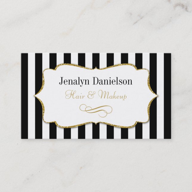 Black Gold Stripe Elegante Visitenkarten Visitenkarte (Vorderseite)