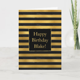Black Gold Stripes Birthday Karte
