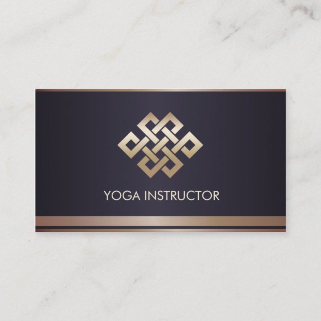 Black Gold Stripes Eternity Knot Yoga Instructor Visitenkarte (Vorderseite)