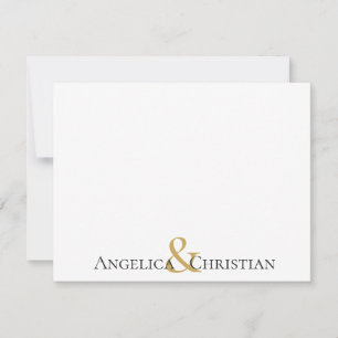 Black Gold Stripes Paare Personalisiert Stationier Mitteilungskarte