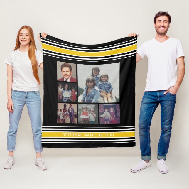 Black Gold Stripes Sports Jersey 6 Foto Collage Fleecedecke (Beispiel)