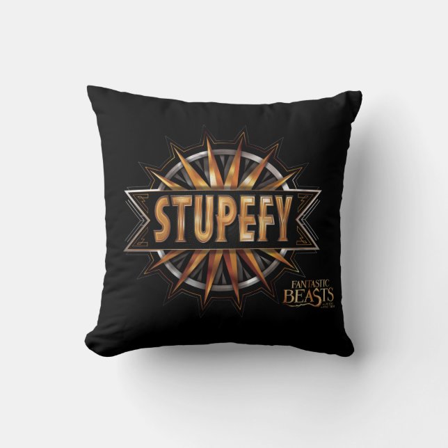 Black & Gold Stupefy Zauber Grafik Kissen (Vorderseite)
