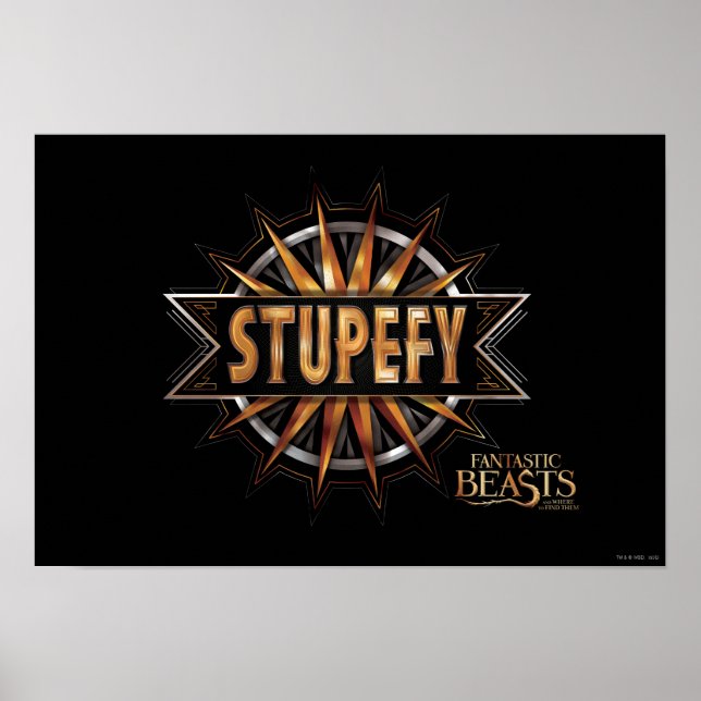 Black & Gold Stupefy Zauber Grafik Poster (Vorne)