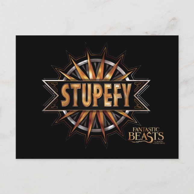 Black & Gold Stupefy Zauber Grafik Postkarte (Vorderseite)