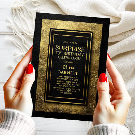Black Gold Surprise 70th Birthday Party Einladung