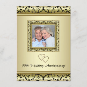 Black Gold Swirl 50th Wedding Anniversary Party Einladung