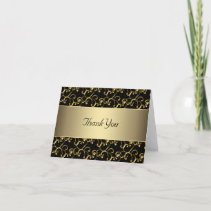 Black Gold Swirl Gold Merci Cartes