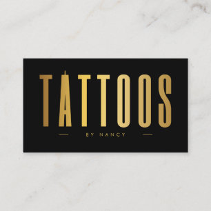 Black & Gold Tattoo Artist Minimalistisch Visitenkarte