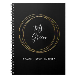 Black & Gold Teacher Inspiration Quote Notebook Notizblock