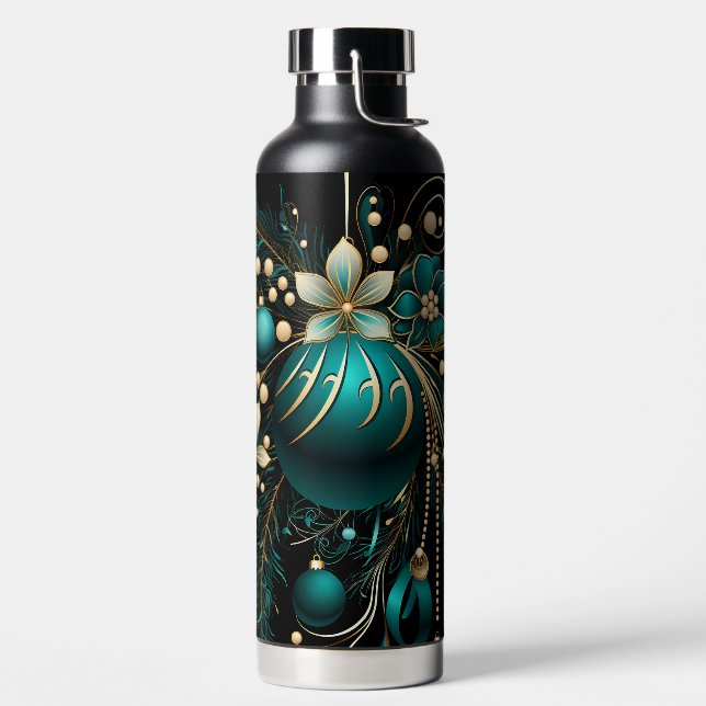 BLACK GOLD TEAL HOLIDAY CHRISTMAS ORNAMENTS TRINKFLASCHE (links)