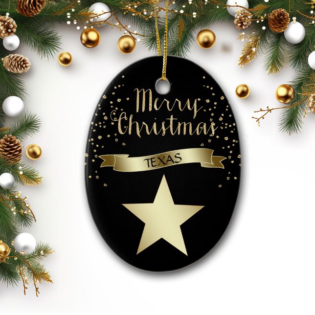 Black Gold Texas Star Keramikornament (Von Creator hochgeladen)