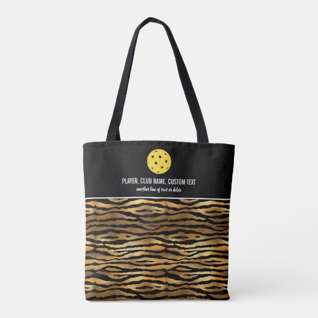 Black Gold Tiger Print Custom Pickleball Paddel Tasche (Rückseite)