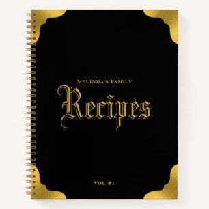 Black & Gold Traditionelles Familienrezeptbuch Notizbuch