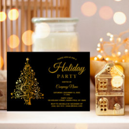 Black Gold Tree Corporate Holiday Party Einladung