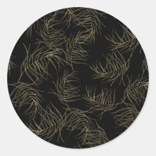 Black & Gold Tropical Glam Blätter Hochzeit Runder Aufkleber
