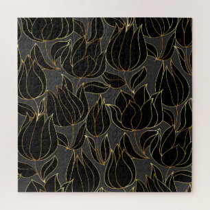 Black Gold Tulips: Luxuriöses Blumenmuster