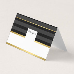 Black Gold Tuxedo Stripe Guest Tischnummer Card