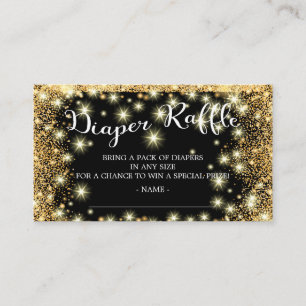 Black & Gold Twinkle Star Diaper Raffle Ticket Begleitkarte