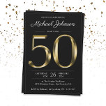 Black Gold Typografie 50. Geburtstagsparty Einladung<br><div class="desc">Black Gold Typografie 50. Geburtstagsparty Einladung. Einfache und dennoch elegante Einladung zum Geburtstag mit dem Meilenstein des Geburtsjahrs in massivem Goldtext! Dies ist eine bearbeitbare Vorlage und kann sowohl für Männer als auch für Frauen verwendet werden. Eine Version mit Foto ist auch in dieser Designkollektion verfügbar. Kontaktieren Sie mich, wenn...</div>